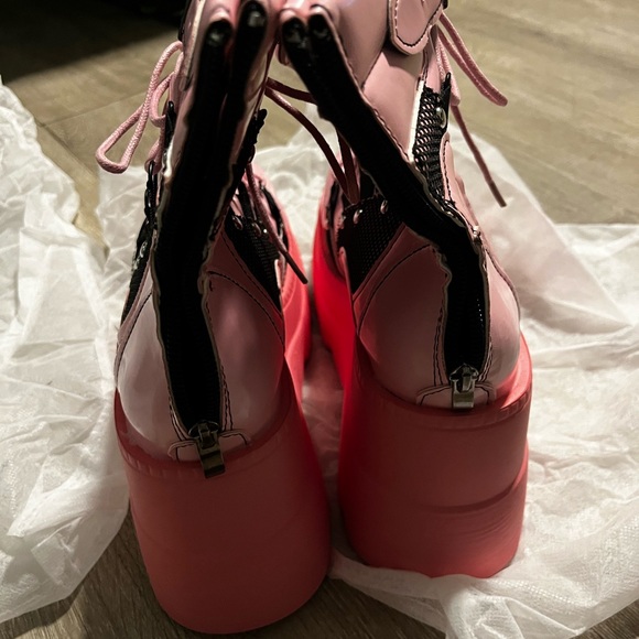 Pink and Black Punk Platform Shoes NEW Size 7 - Picture 3 of 9
